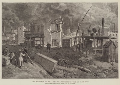 The Petroleum Oil Wells at Baku, the Tcherny Gorod, or Black Town by William Crimea Simpson
